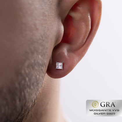 Princess Diamant Ohrstecker 1ct Moissanit VVS S925 Weißgold