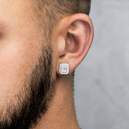 Diamant-Ohrstecker Baguette Weißgold 