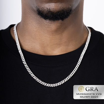 Diamant Cuban Link Kette 6mm Moissanite VVS S925 Weißgold
