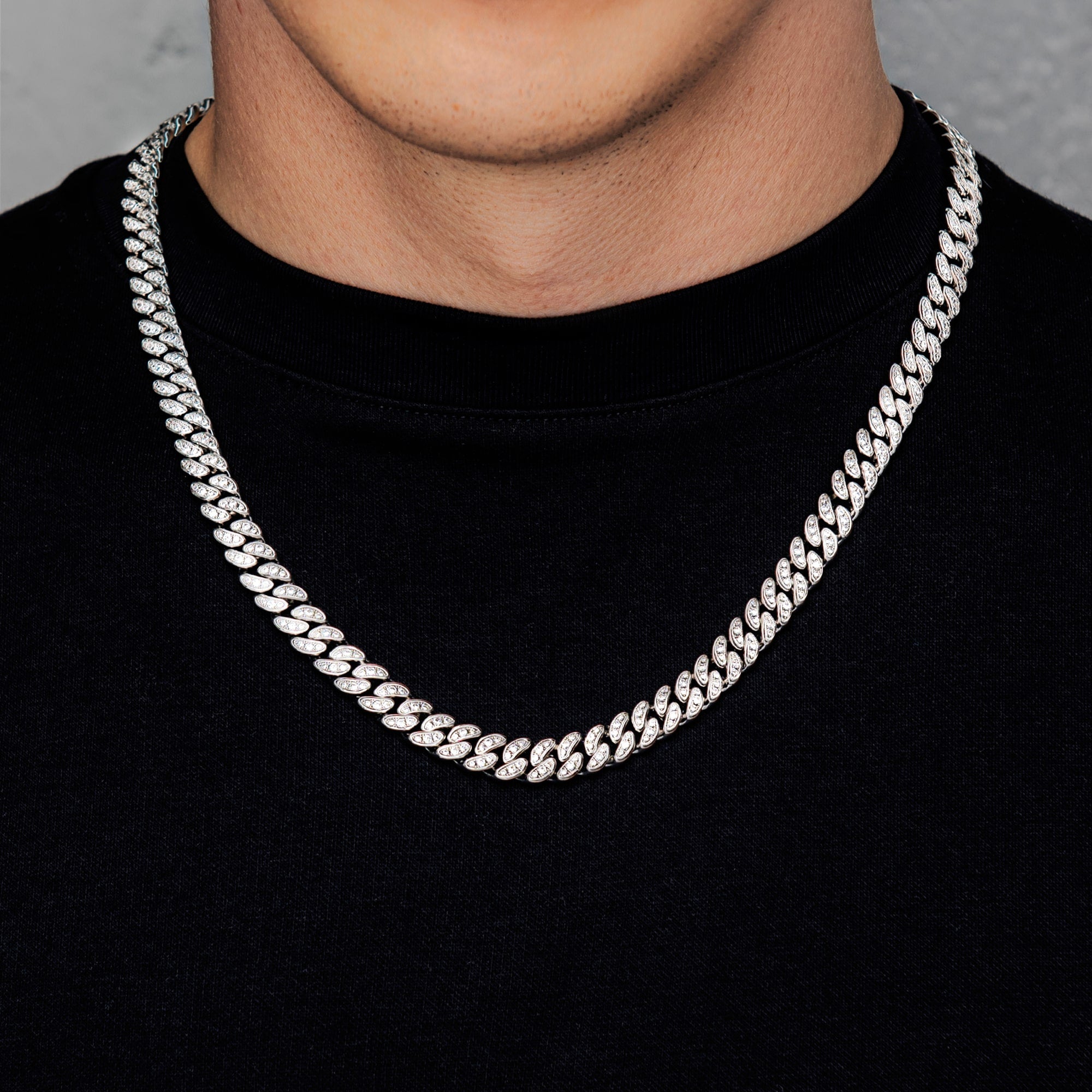 Diamant Cuban Link Kette 8mm Weißgold