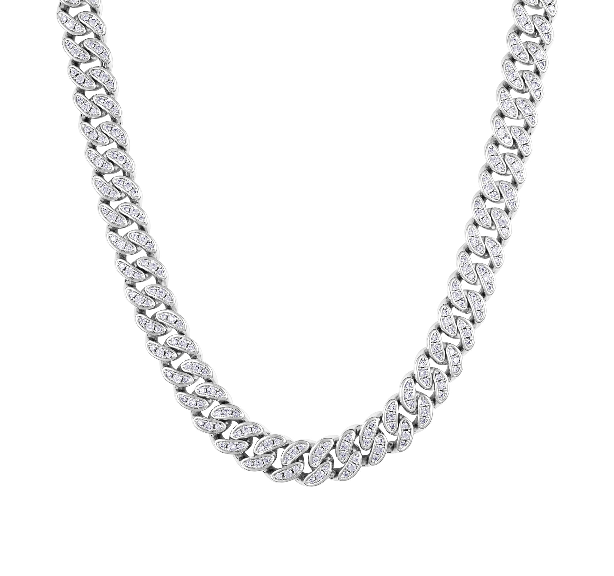 Diamant Cuban Link Kette 8mm Weißgold