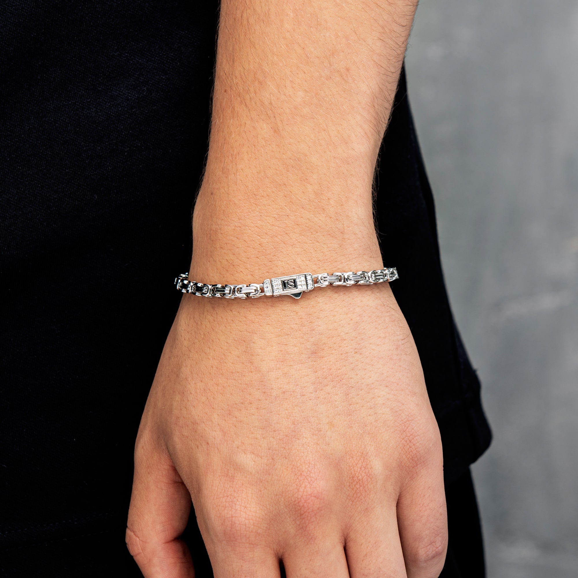 Royal Armband 4mm Diamantverschluss Weißgold 