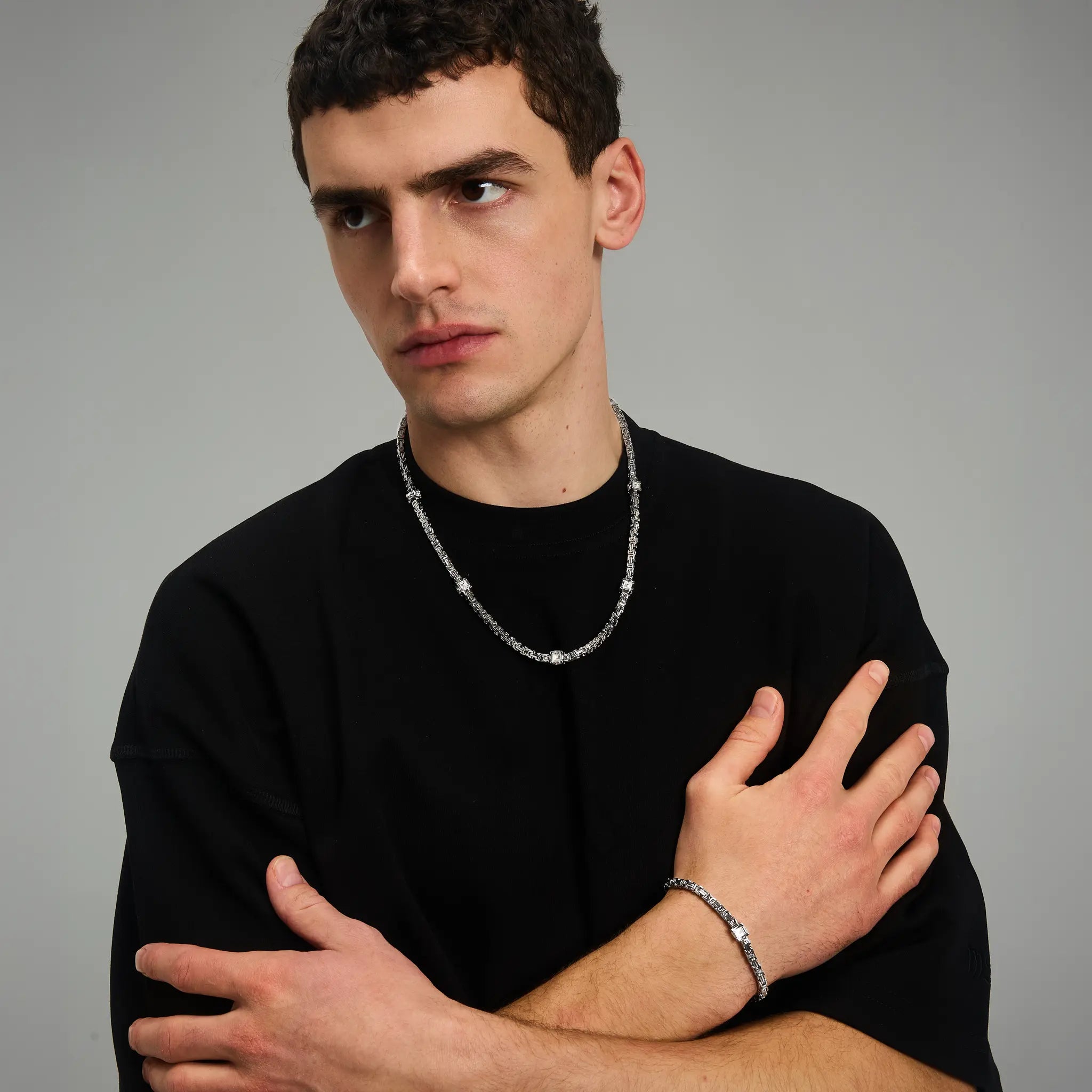 Łańcuch Królewski Diamond Cube 4mm Białe Złoto