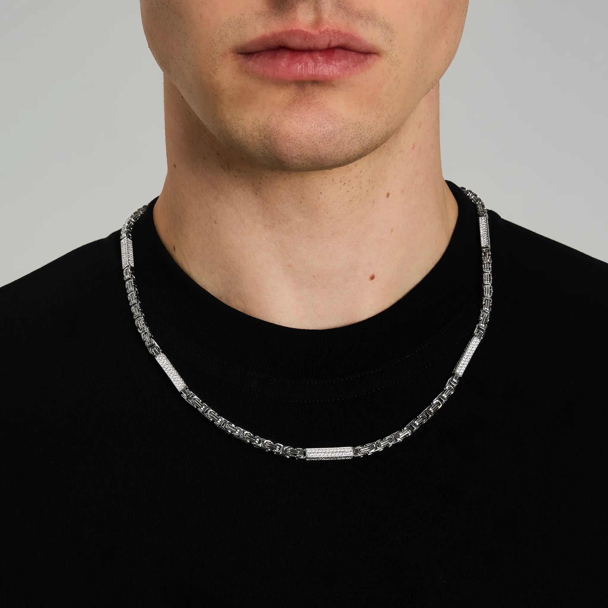 Łańcuch Królewski Iced 4mm Białe Złoto