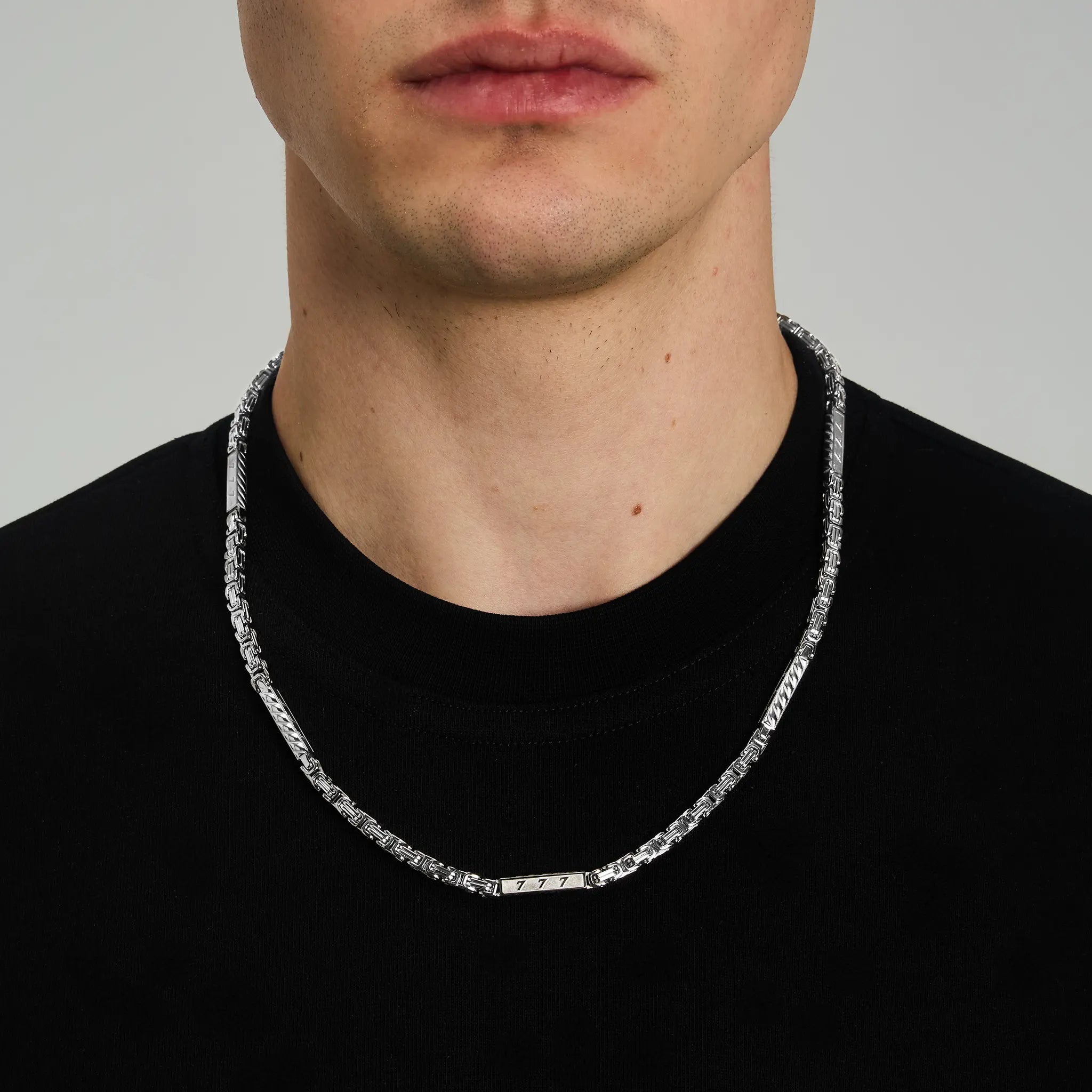 Łańcuch Królewski Lucky 777 4mm Białe Złoto