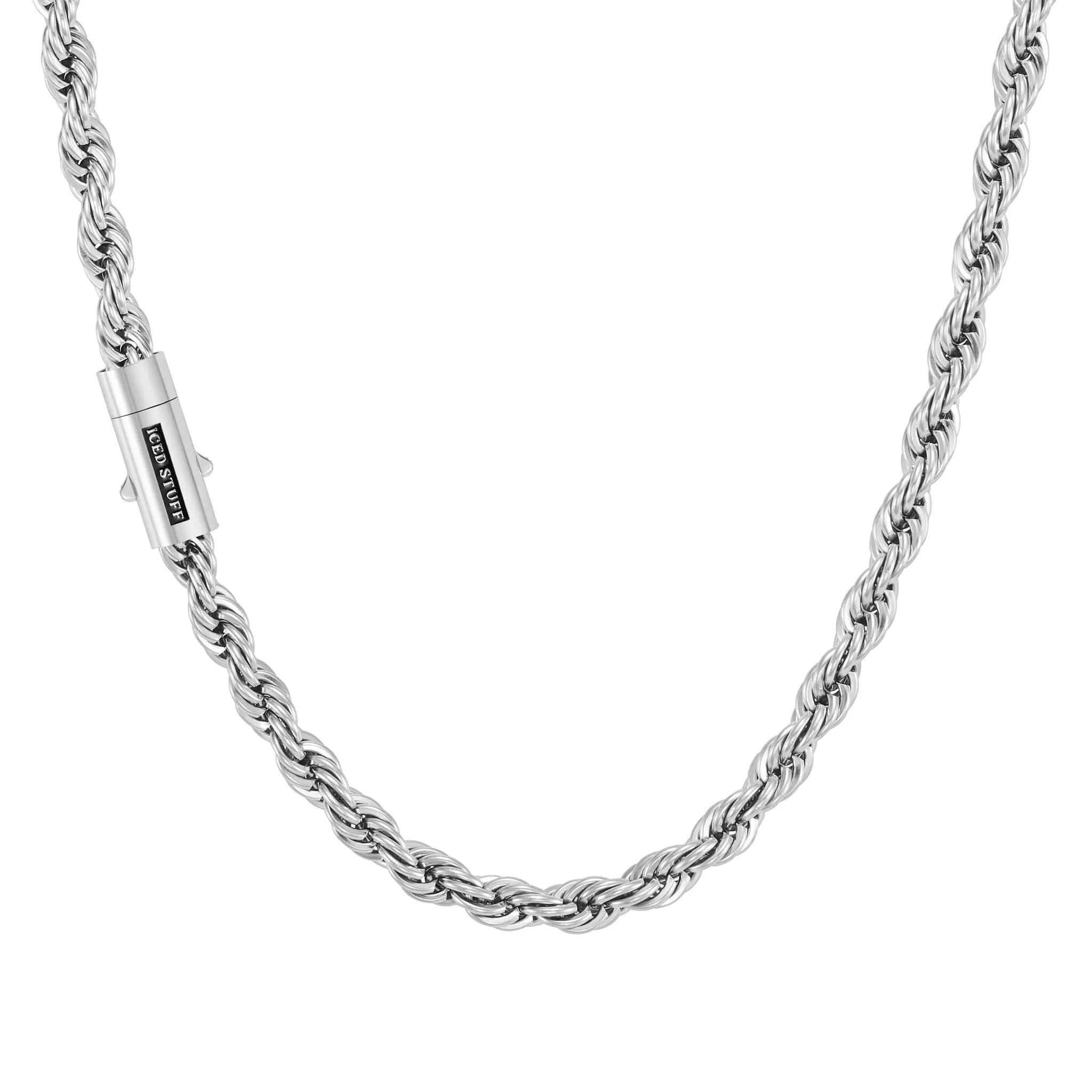 Łańcuch Rope 8mm Białe Złoto