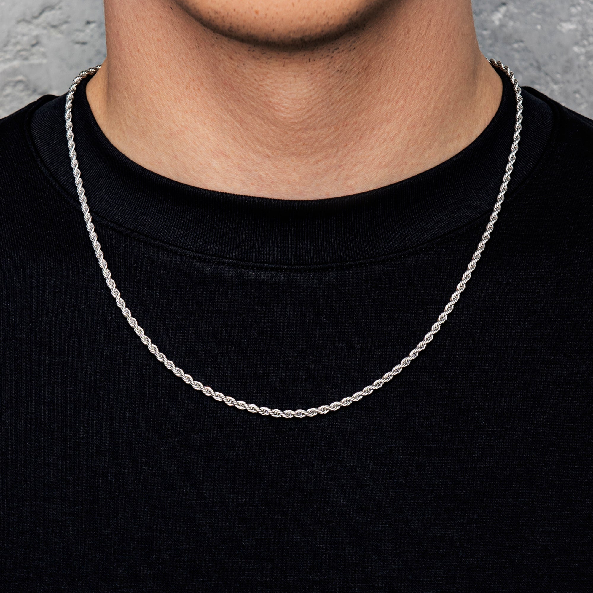 Kordelkette 3mm Weißgold