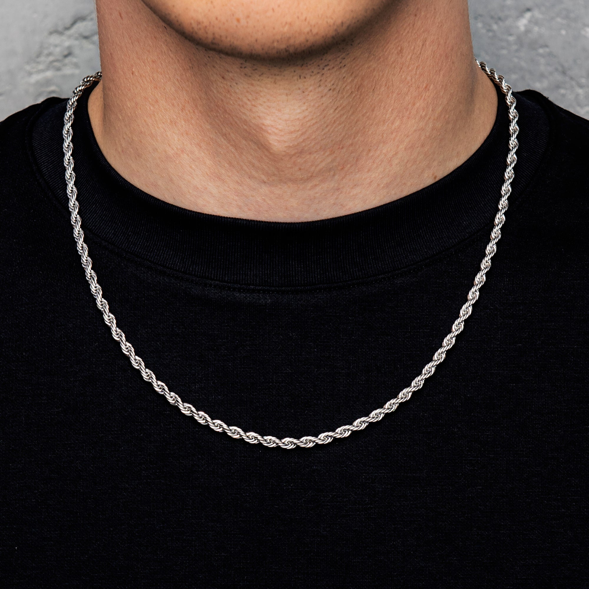 Kordelkette 4mm Weißgold