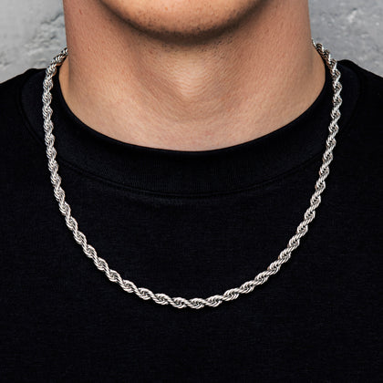 Kordelkette 6mm Weißgold