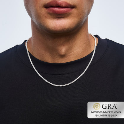Łańcuch Tennis 2.5mm Moissanit VVS S925 Białe Złoto