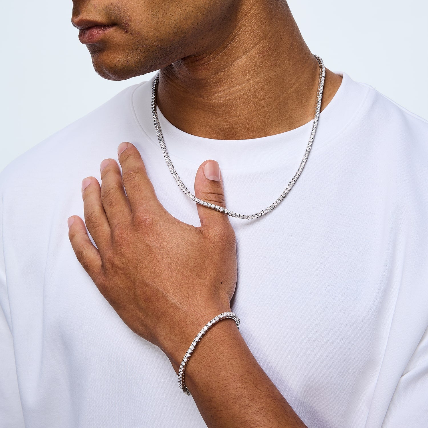Tenniskette 3mm Weißgold