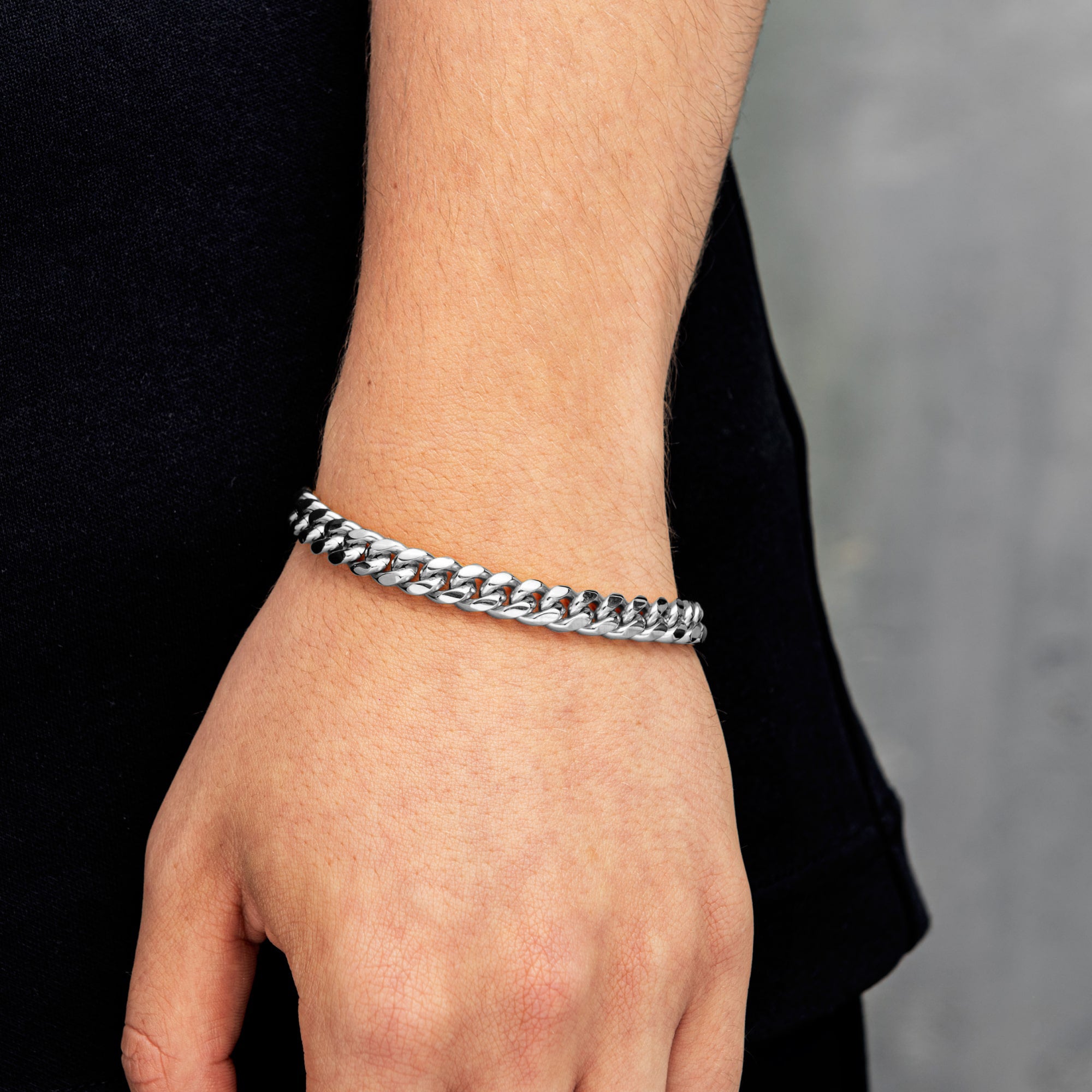 Miami Cuban Link Armband 8mm Weißgold