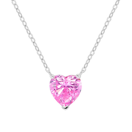 Naszyjnik Crystal Heart Pink Białe Złoto S925
