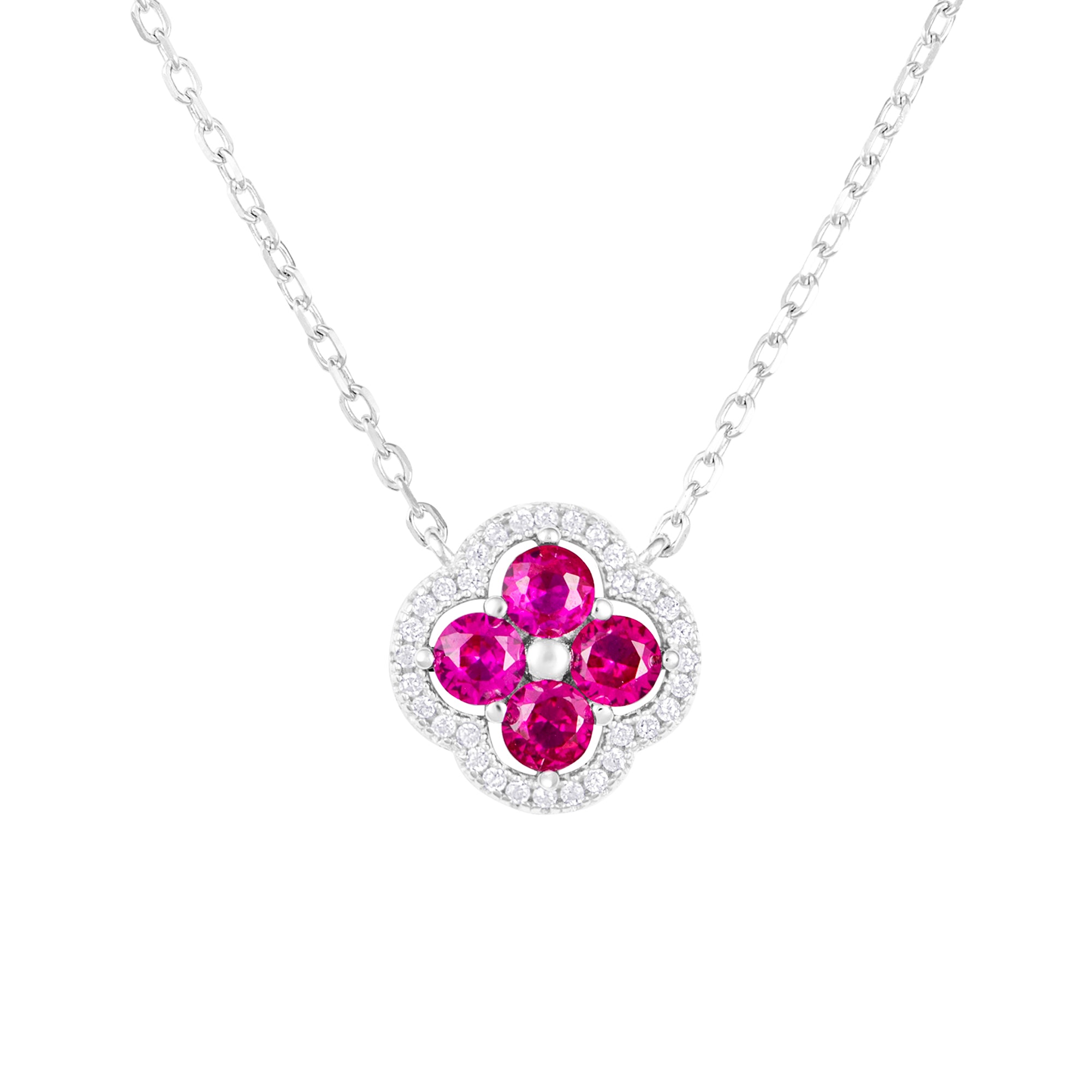 Daisy Pink Halskette Weißgold Blume S925
