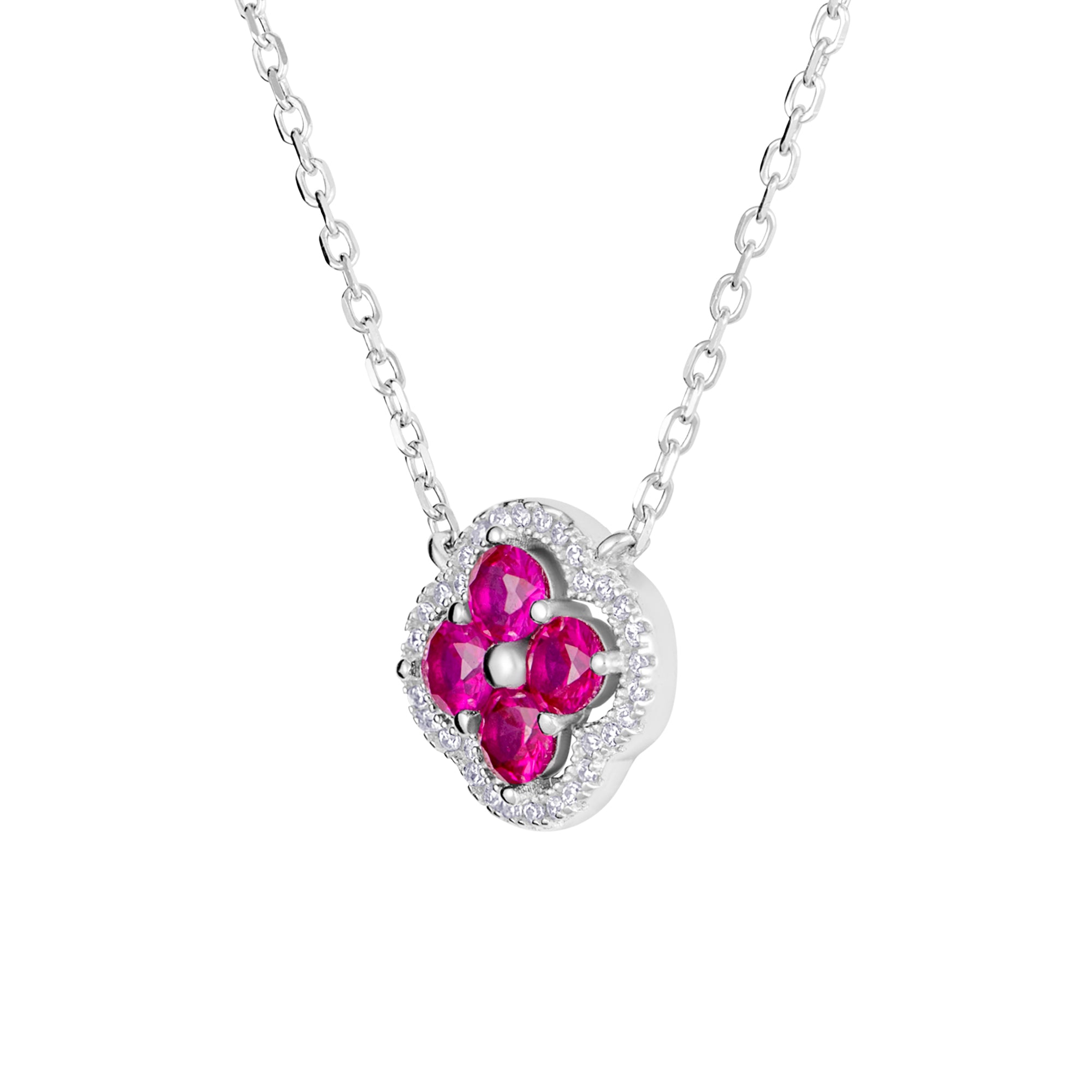 Daisy Pink Halskette Weißgold Blume S925