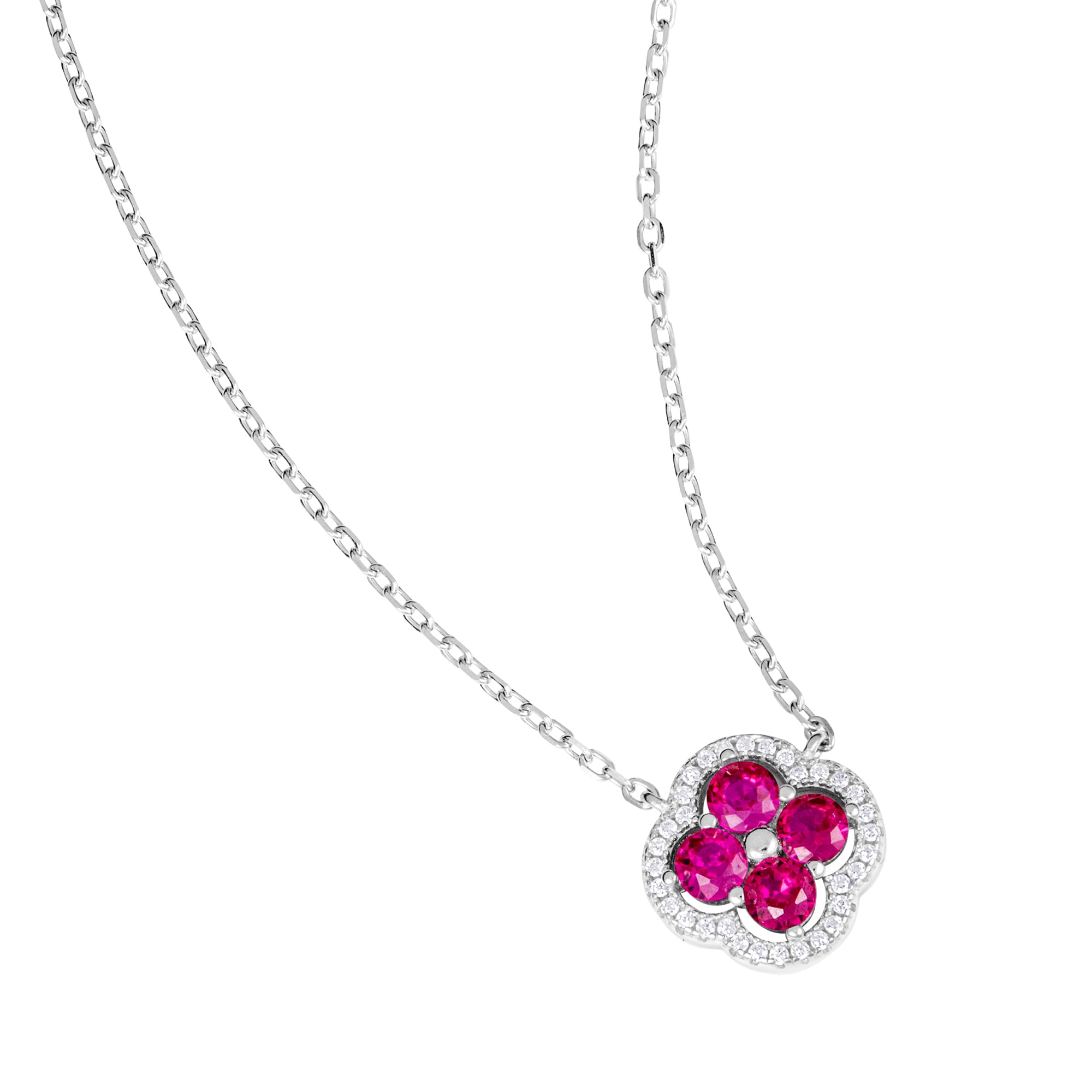 Daisy Pink Halskette Weißgold Blume S925