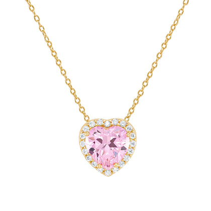 Naszyjnik Heart Gem Pink Złoto S925
