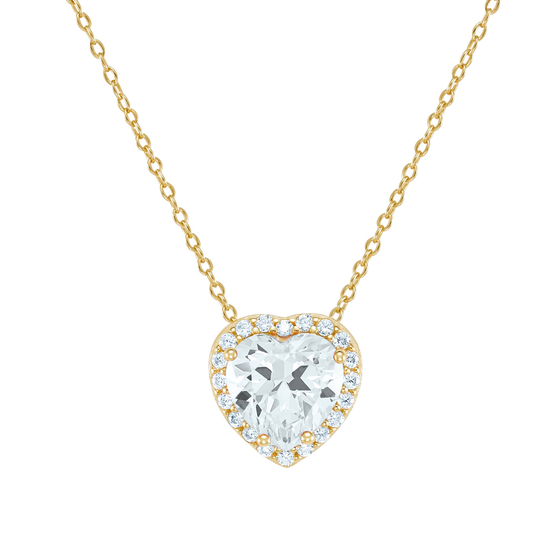 Naszyjnik Heart Gem White Złoto S925