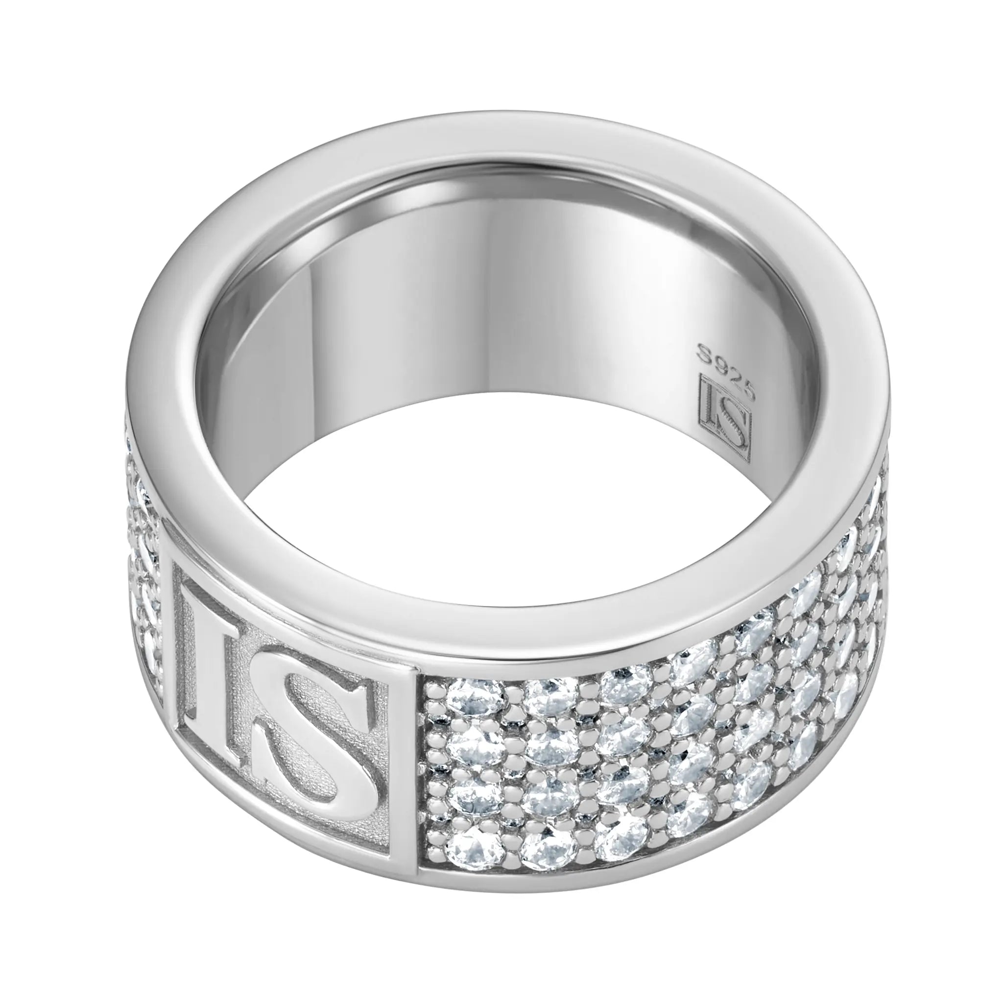 Pierścień Band Diamond IS S925 Białe Złoto