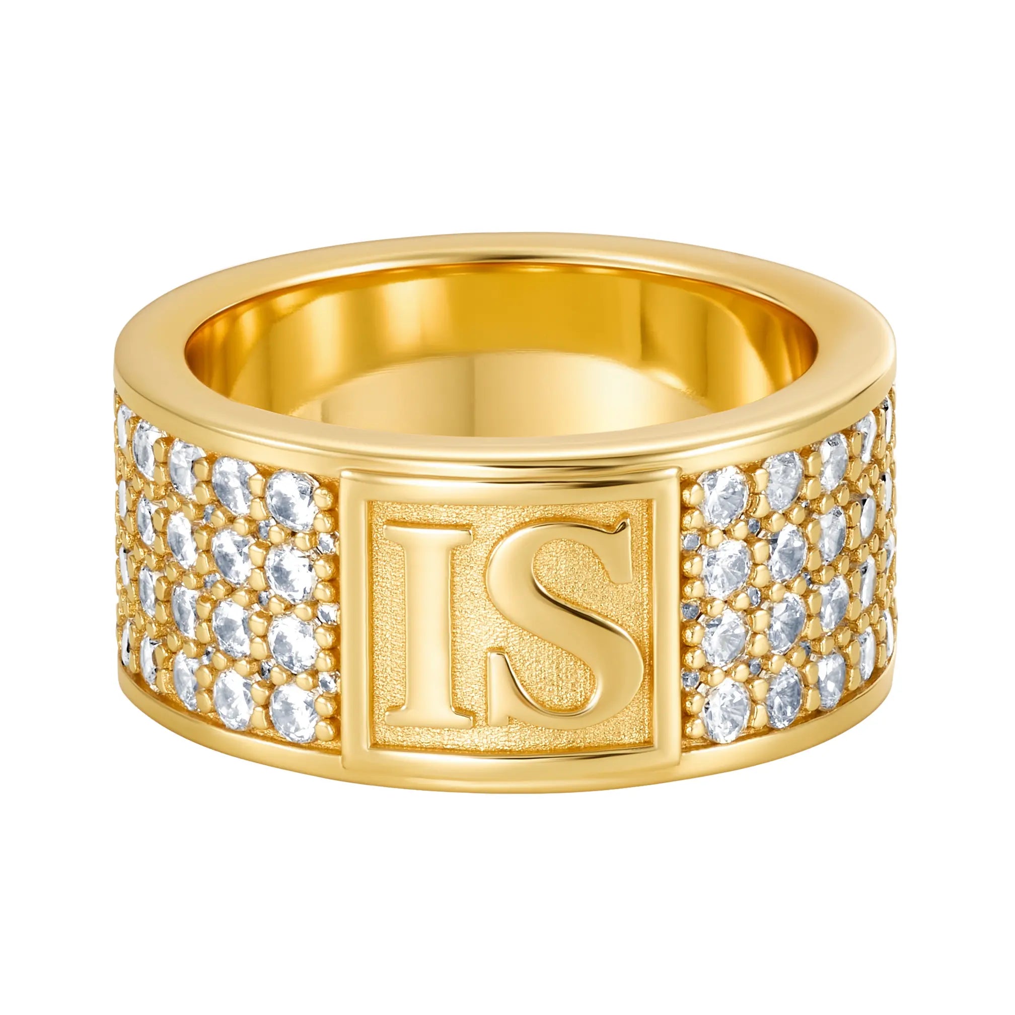 Pierścień Band Diamond IS S925 Złoto