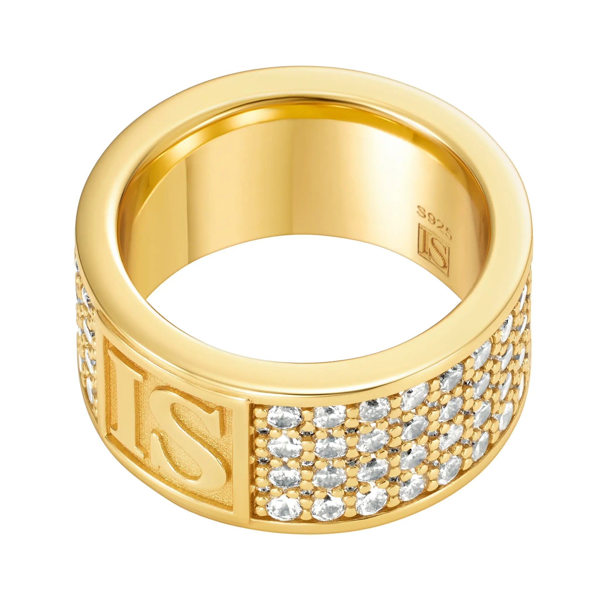 Pierścień Band Diamond IS S925 Złoto