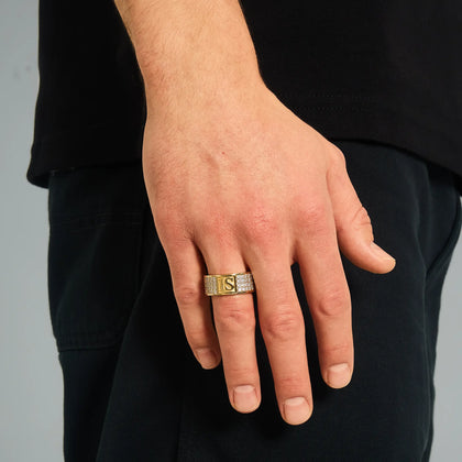 Pierścień Band Diamond IS S925 Złoto