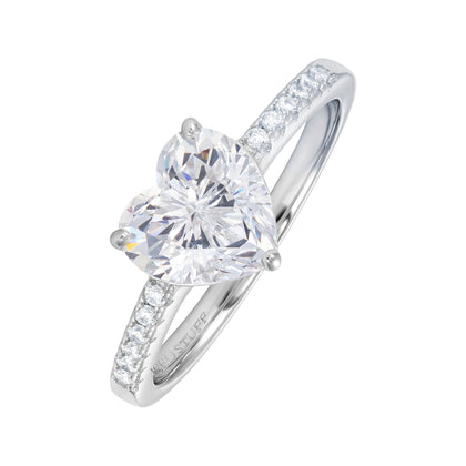 Pierścionek Crystal Heart White Białe Złoto S925