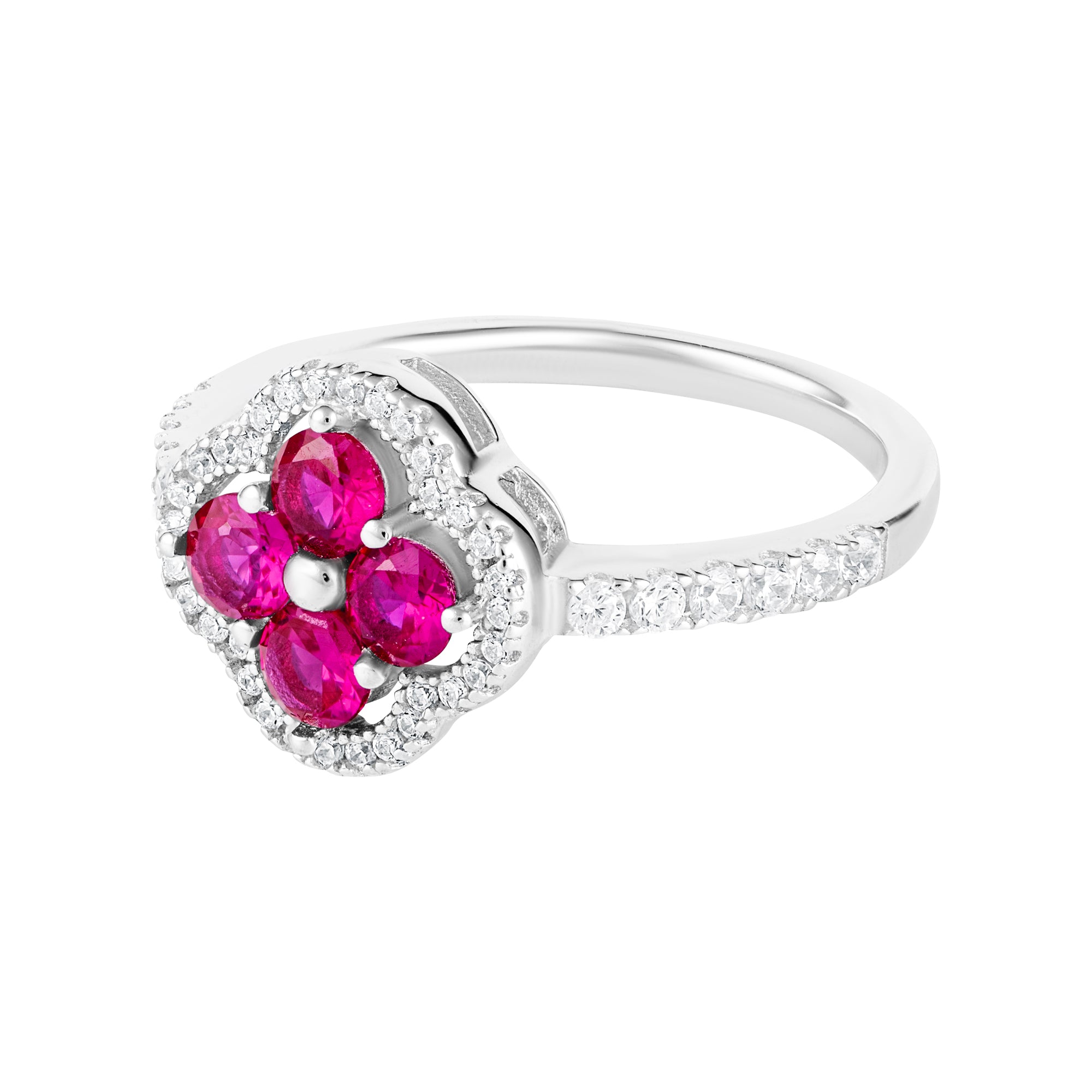 Daisy Pink Ring Weißgold Blume S925