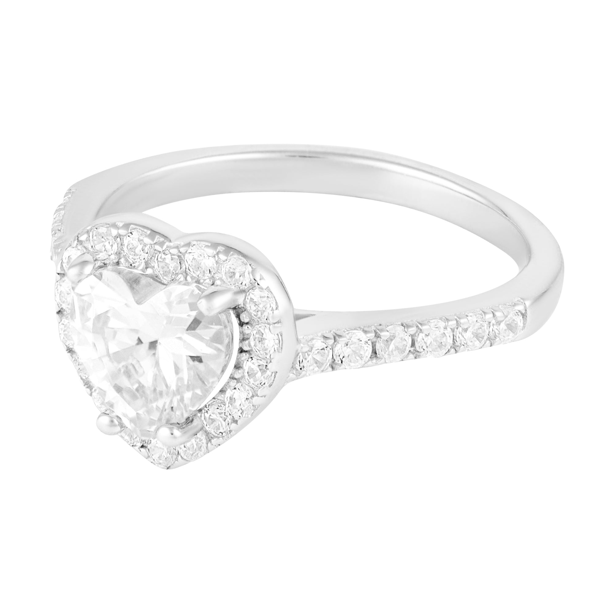 Herz Edelstein Weiß Herz Ring S925