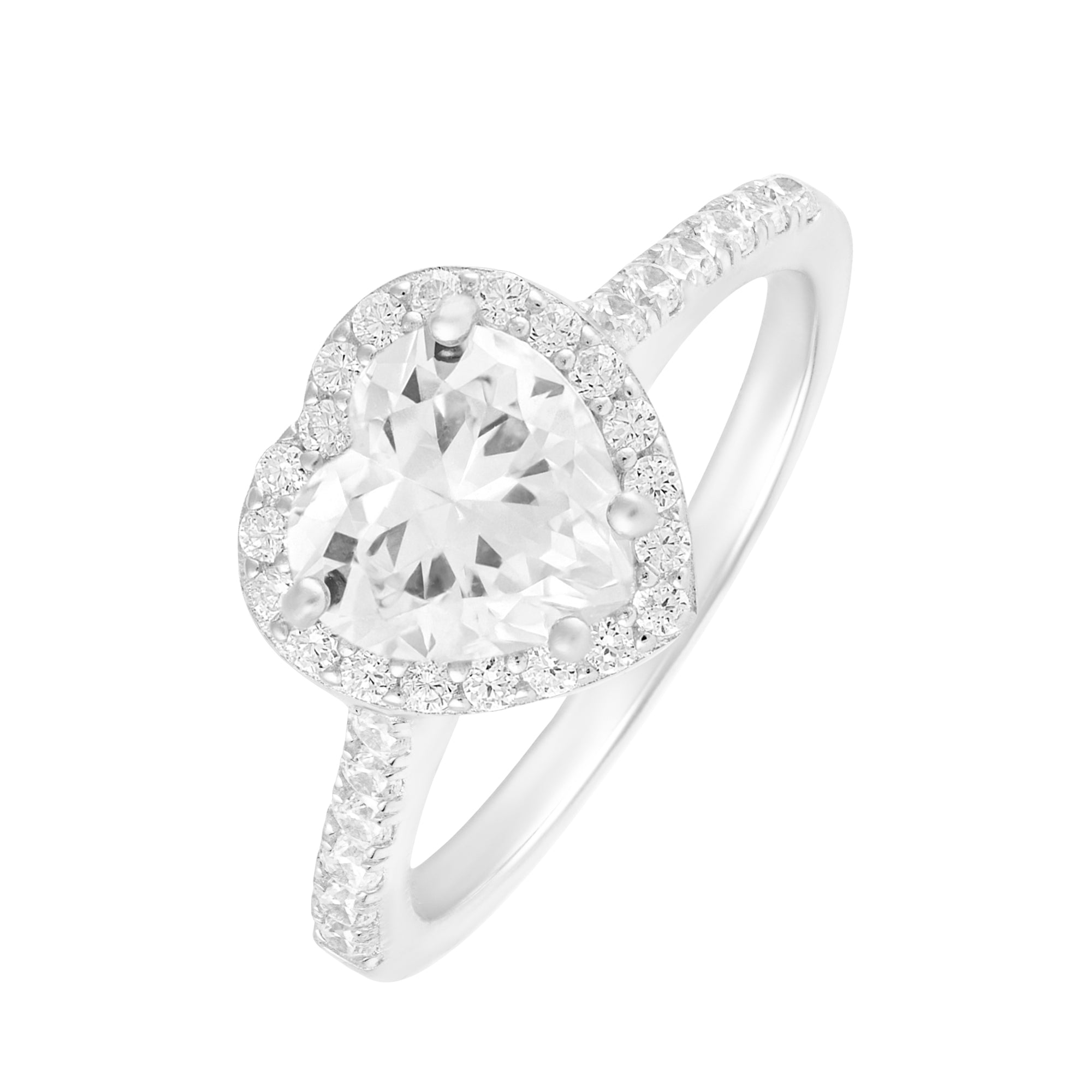 Herz Edelstein Weiß Herz Ring S925