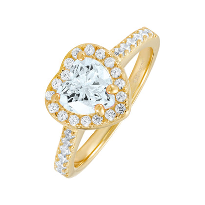 Pierścionek Heart Gem White Złoto Serce S925