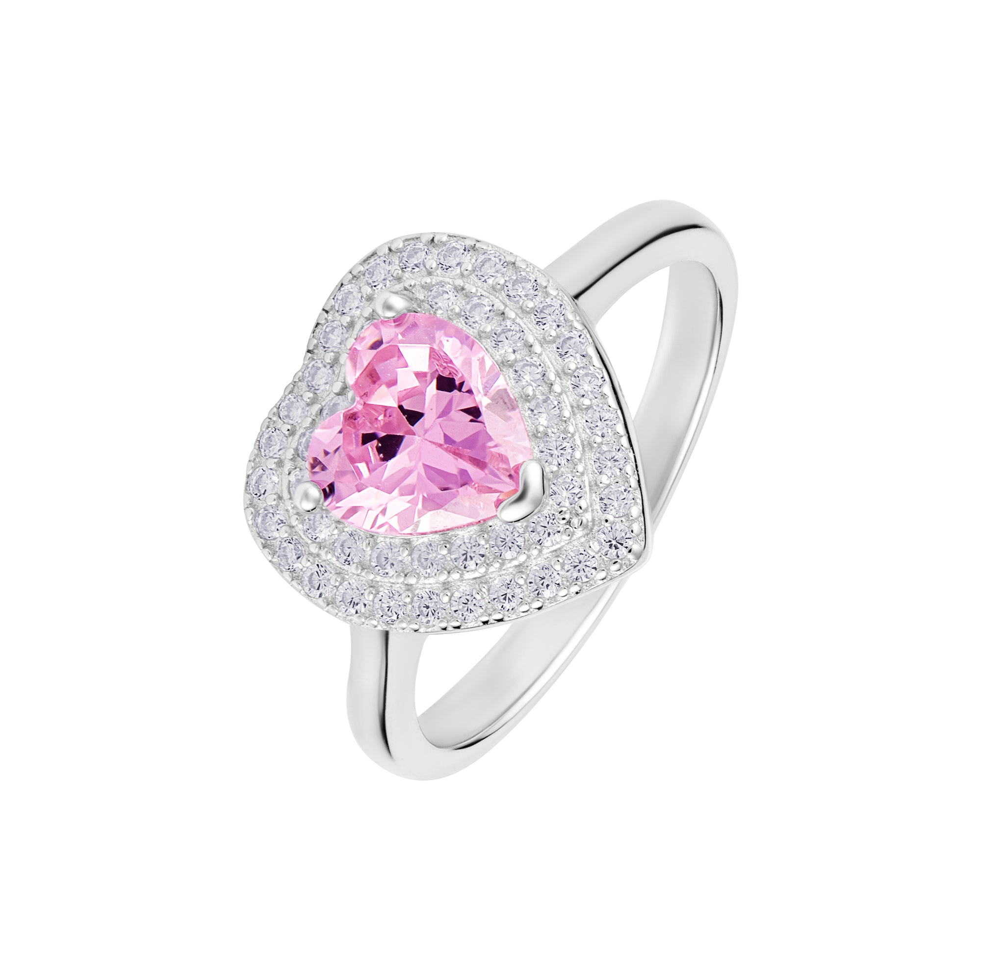 Liebesherz Ring Rosa Weißgold Herz S925 
