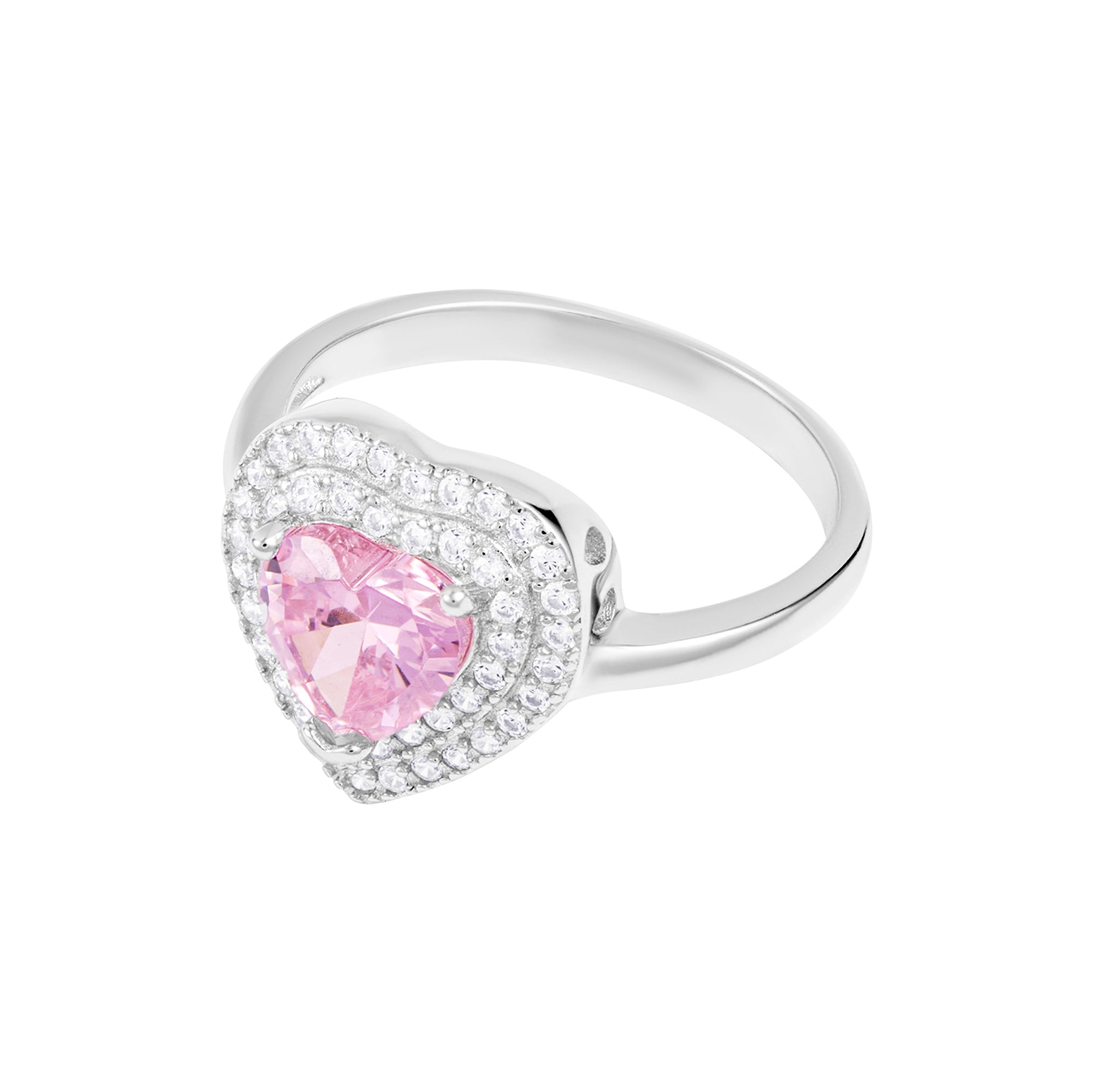 Liebesherz Ring Rosa Weißgold Herz S925 
