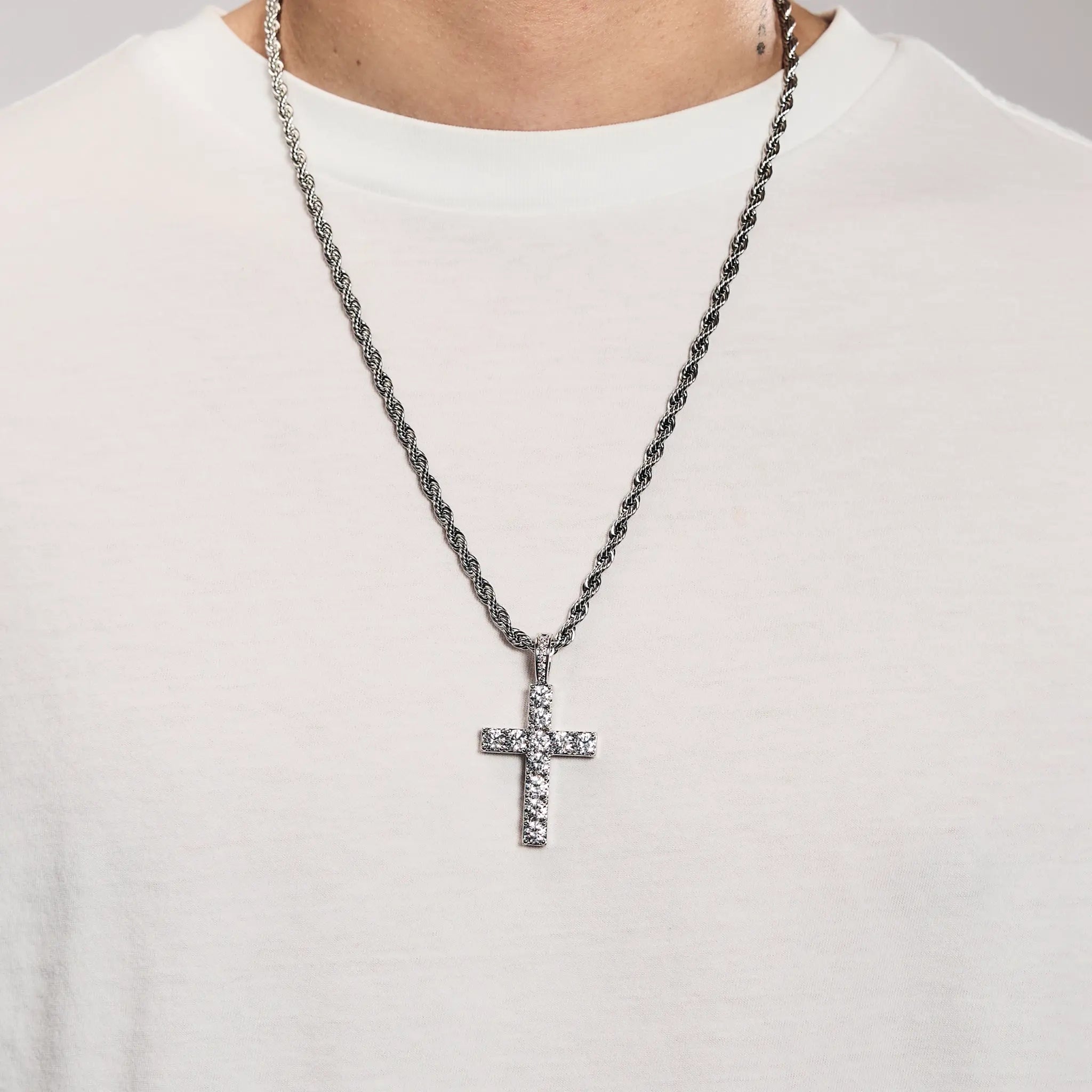 Diamant Kreuz Anhänger Weißgold
