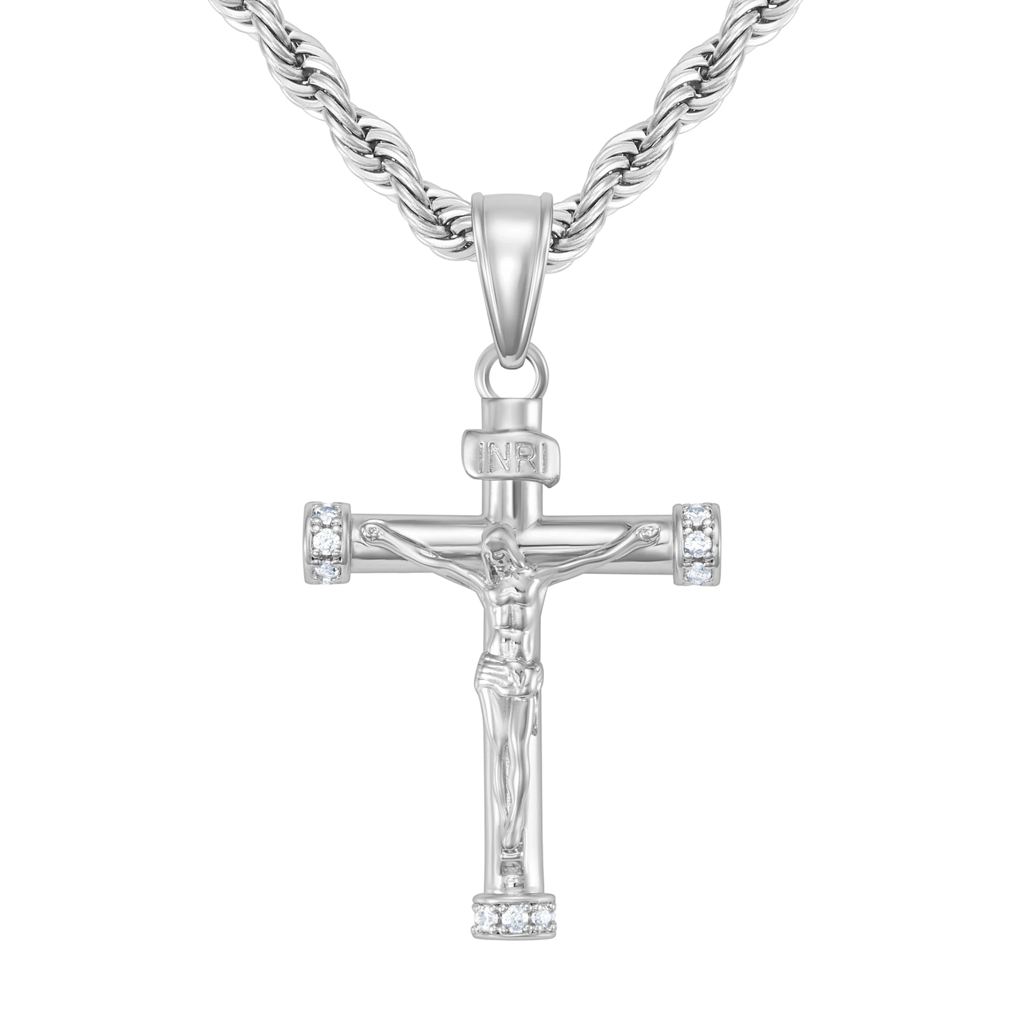 Zawieszka Diamond Crucifix Białe Złoto