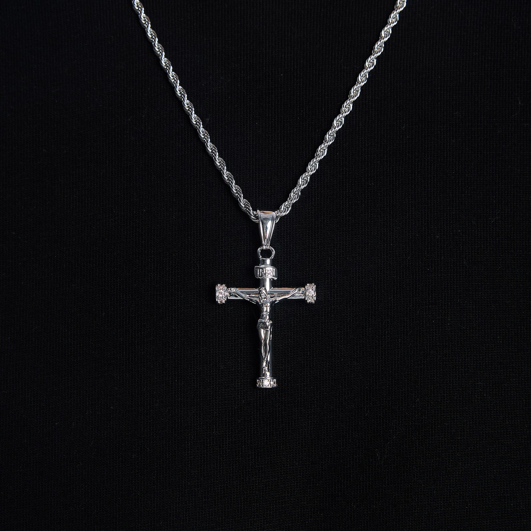 Zawieszka Diamond Crucifix Białe Złoto