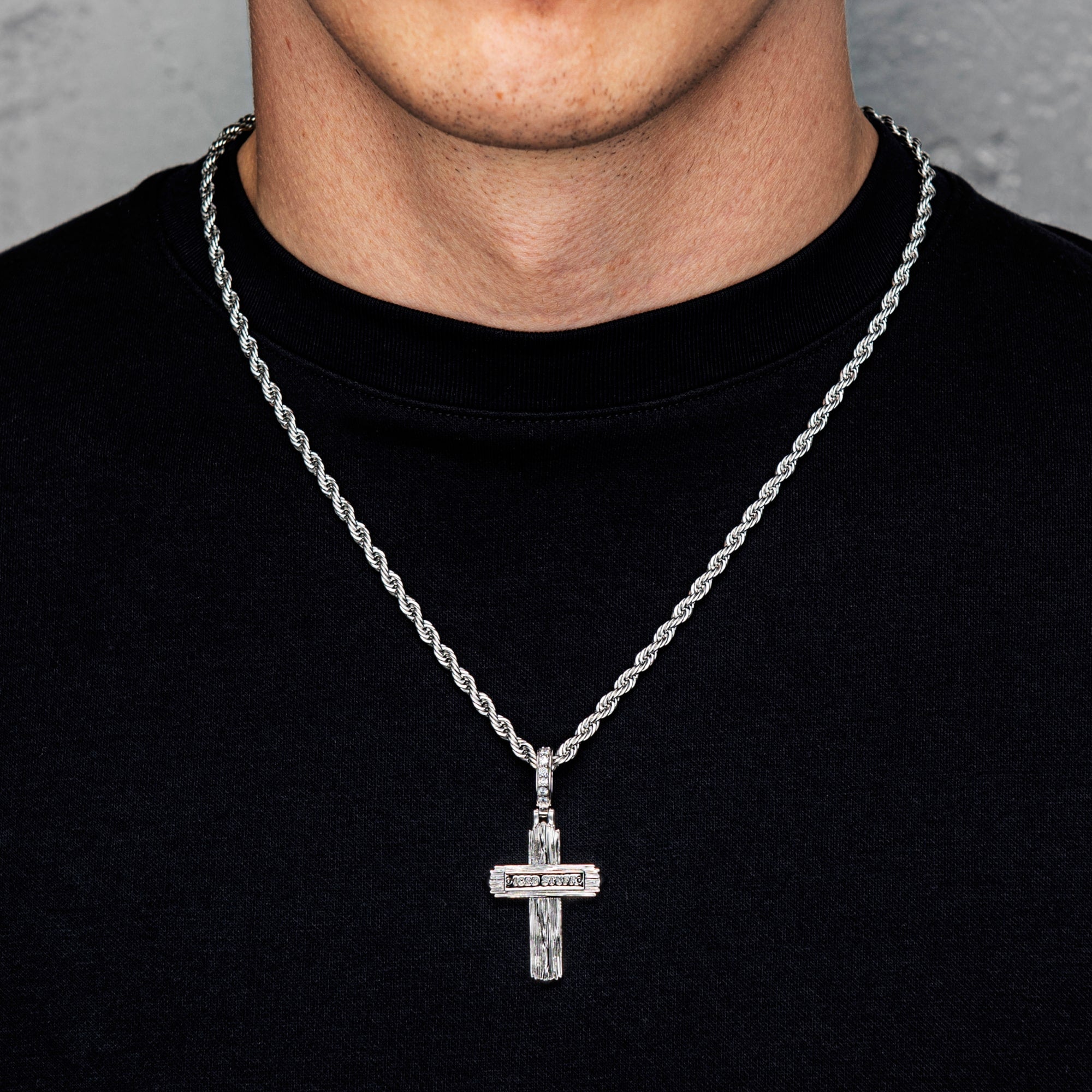 Flip Cross Anhänger Doppelseitiges Kreuz Weißgold