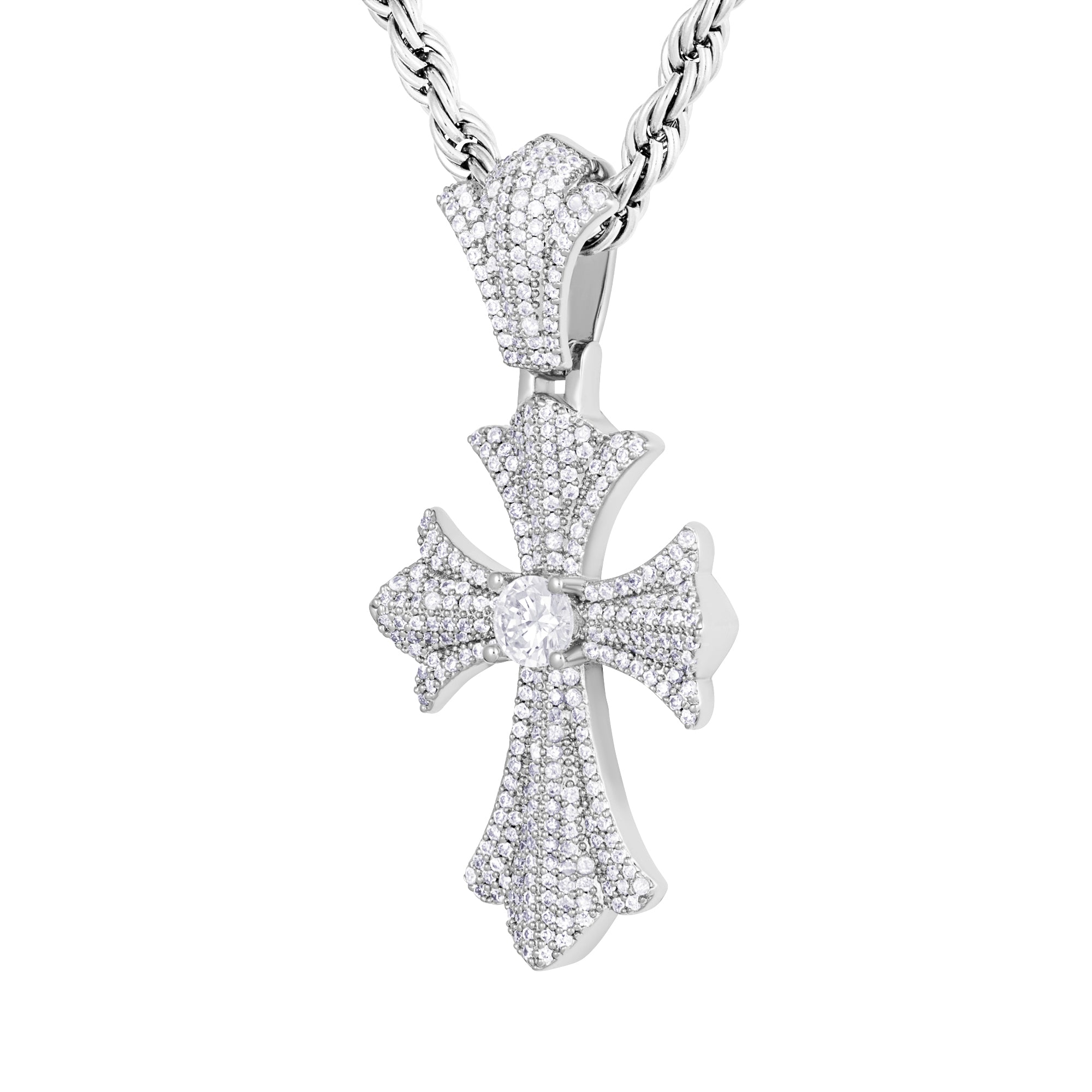 Diamant Reborn Kreuz Anhänger Weißgold