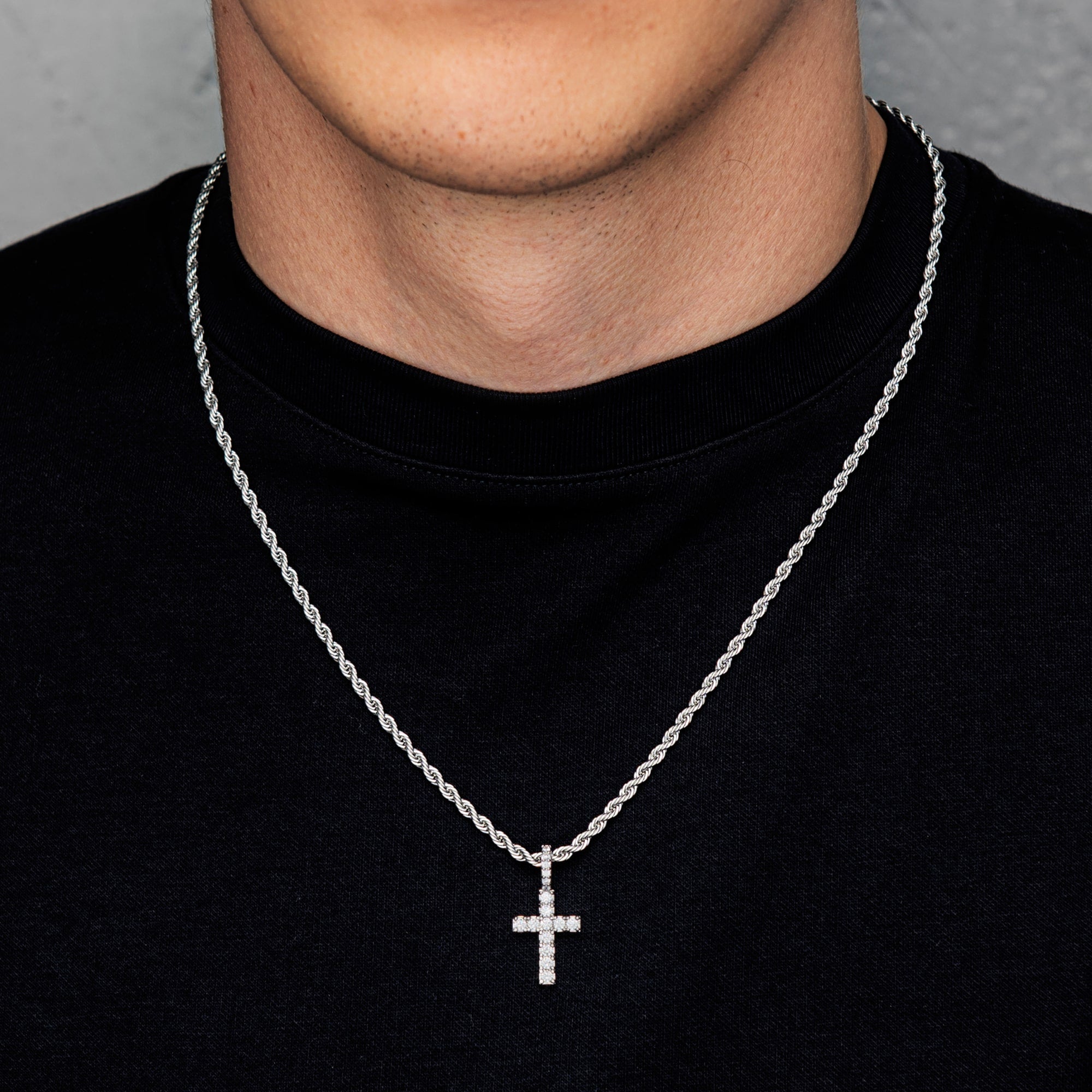 Mikrodiamant-Kreuz-Anhänger Weißgold