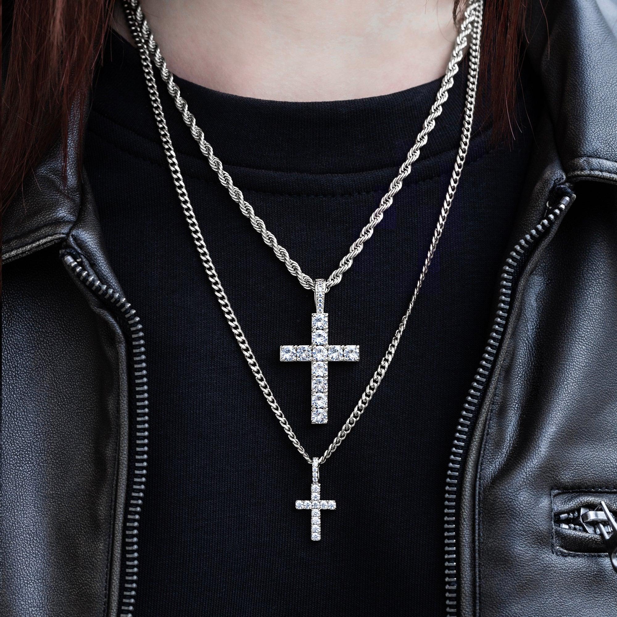 MICRO DIAMOND CROSS BIAŁE ZŁOTO - IcedStuff