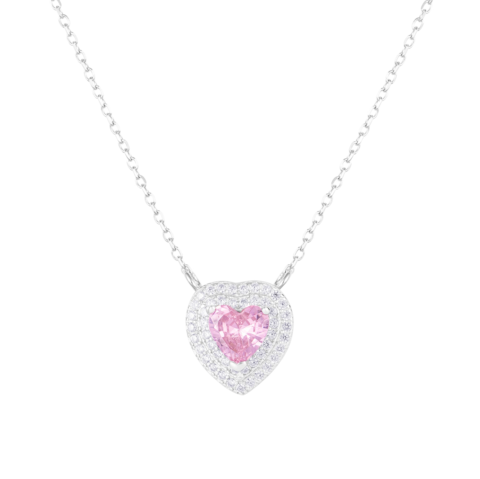 Love Heart Halskette Rosa Weißgold Herz S925 