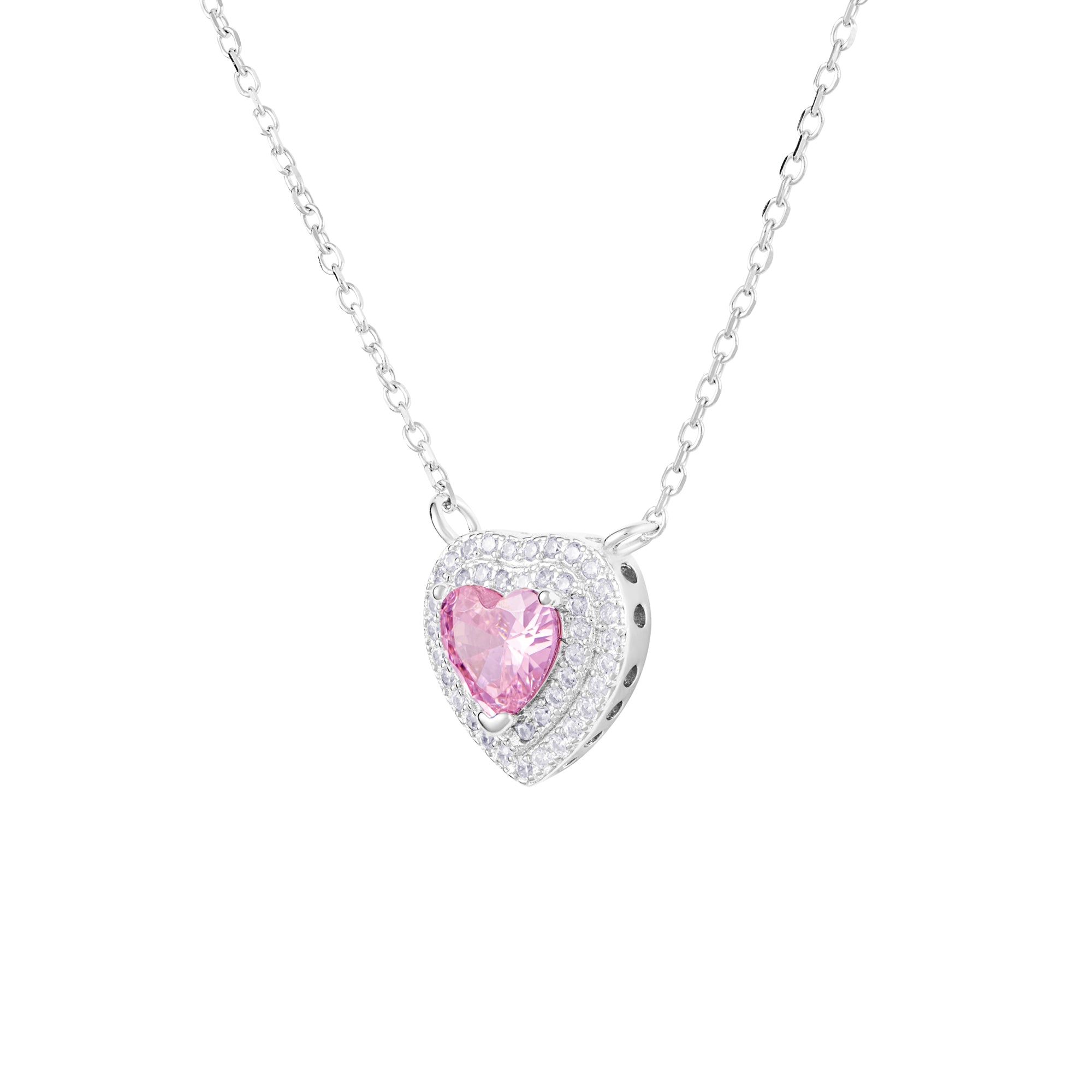Love Heart Halskette Rosa Weißgold Herz S925 