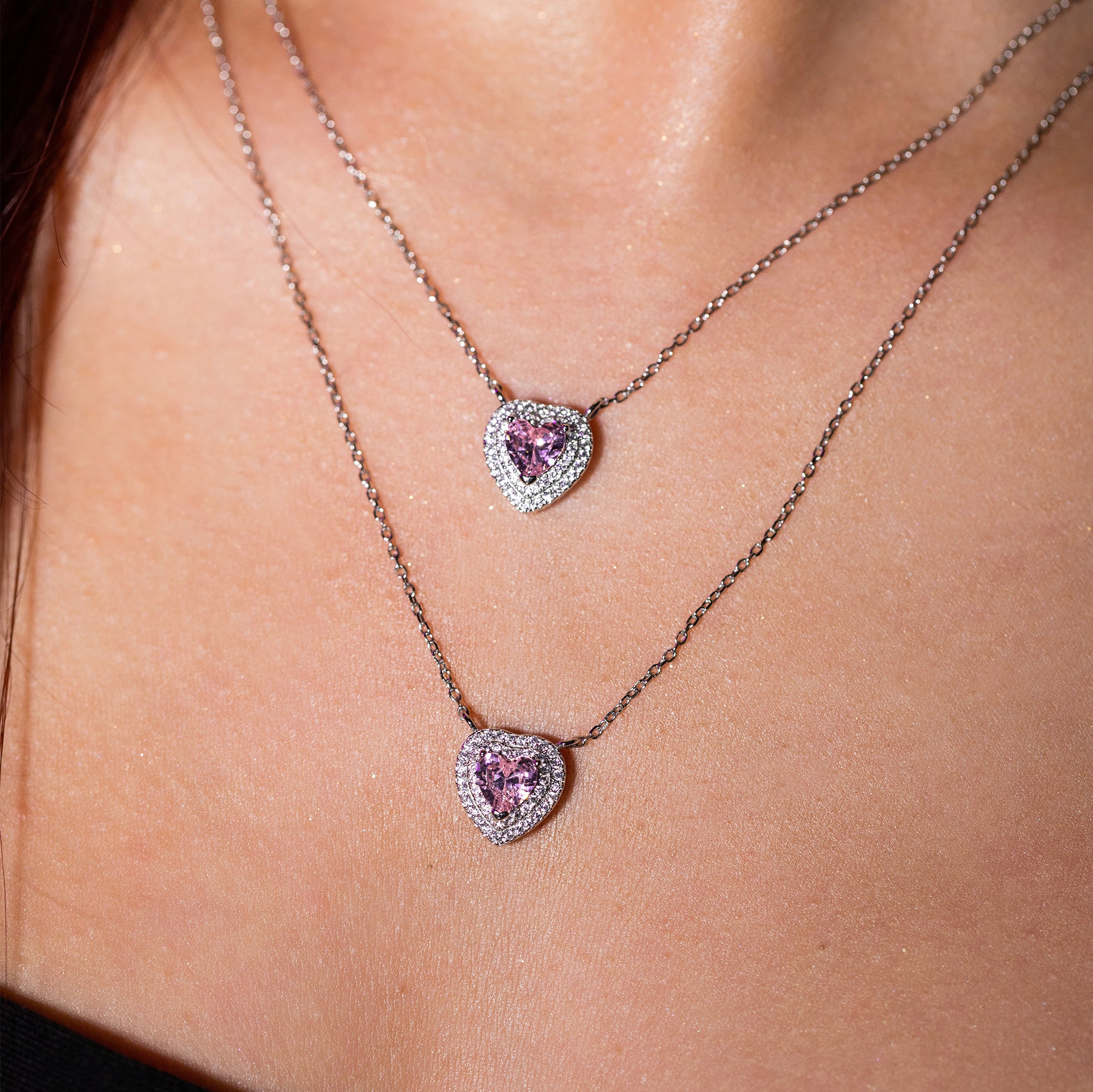 Love Heart Halskette Rosa Weißgold Herz S925 