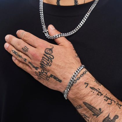 Bransoletka Premium Curb Cuban Link 8mm Białe Złoto