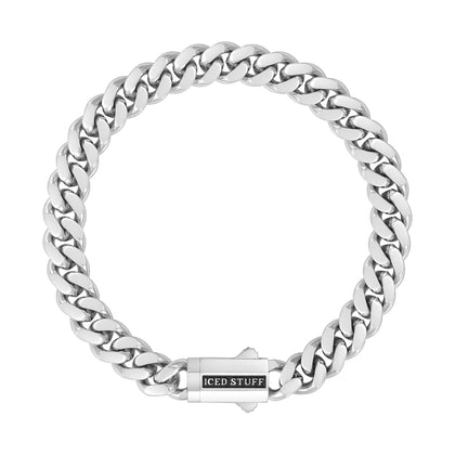 Bransoletka Premium Curb Cuban Link 8mm Białe Złoto