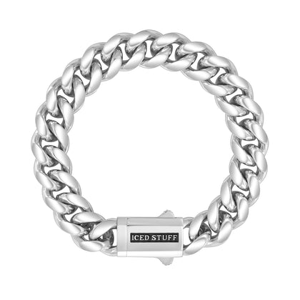 Bransoletka Premium Miami Cuban Link 12mm Białe Złoto