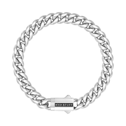 Bransoletka Premium Miami Cuban Link 8mm Białe Złoto