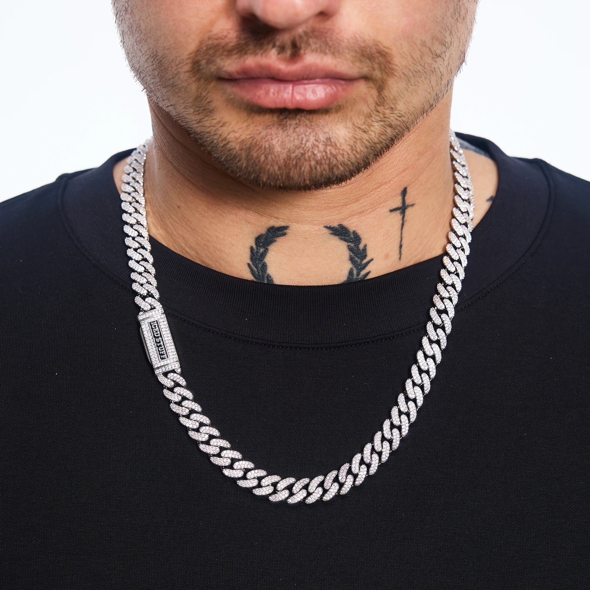 Łańcuch Premium Diamond Cuban Link 10mm Białe Złoto