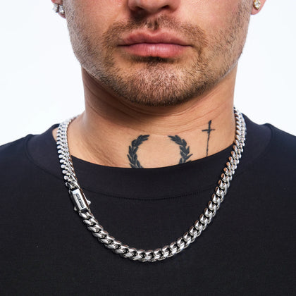 Łańcuch Premium Miami Cuban Link 10mm Białe Złoto