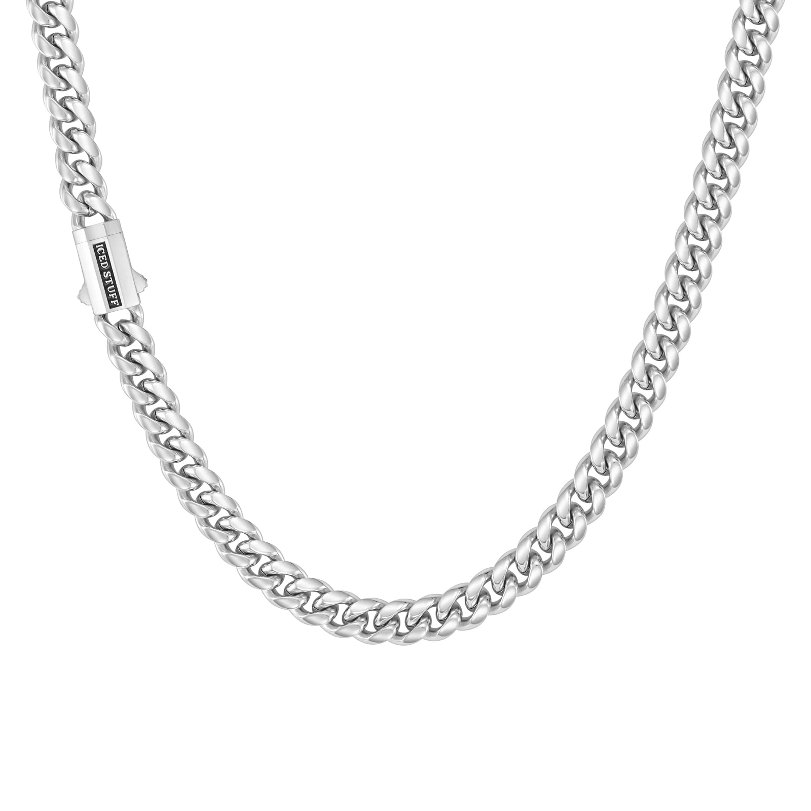 Łańcuch Premium Miami Cuban Link 8mm Białe Złoto